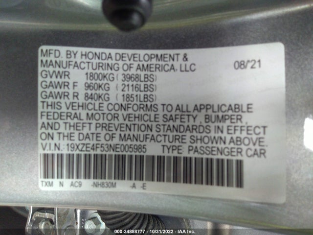 2022 Honda Insight, VIN: 19XZE4F53NE005985