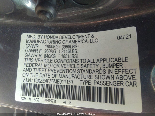 2021 Honda Insight, VIN: 19XZE4F56ME011150