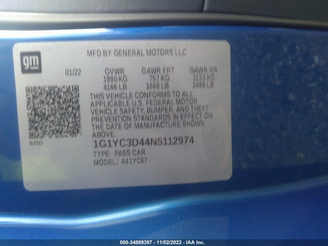 Chevrolet Corvette 3lt 2022 1G1YC3D44N5112974 Image 9