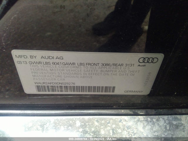Audi A8 L 4.0l 2013 WAUR2AFD9DN029276 Image 10