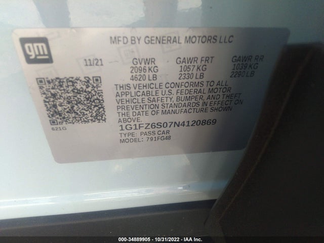 2022 Chevrolet Bolt EV, VIN: 1G1FZ6S07N4120869