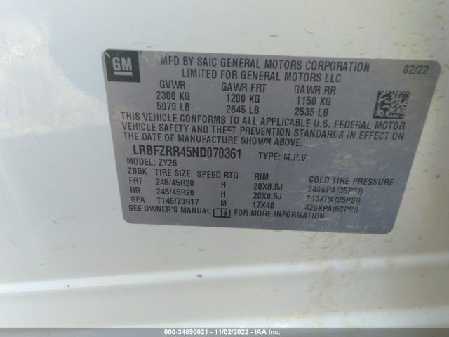 2022 Buick Envision, VIN: LRBFZRR45ND070361