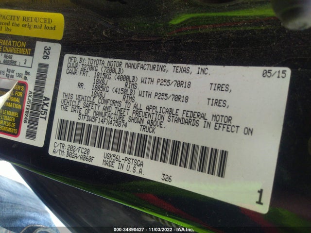 2015 Toyota Tundra, VIN: 5TFDW5F14FX475874