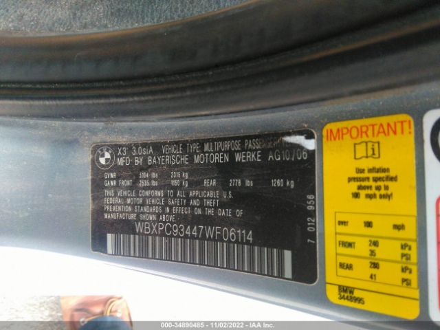 WBXPC93447WF06114 BMW X3 3.0SI