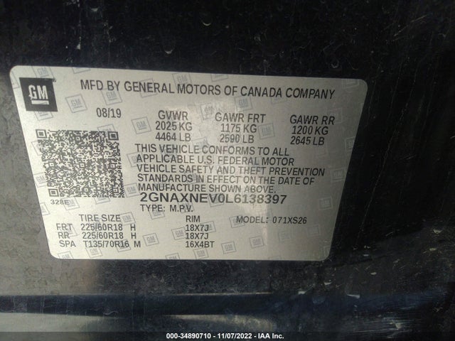 Chevrolet Equinox Premier 2020 2GNAXNEV0L6138397 Image 10