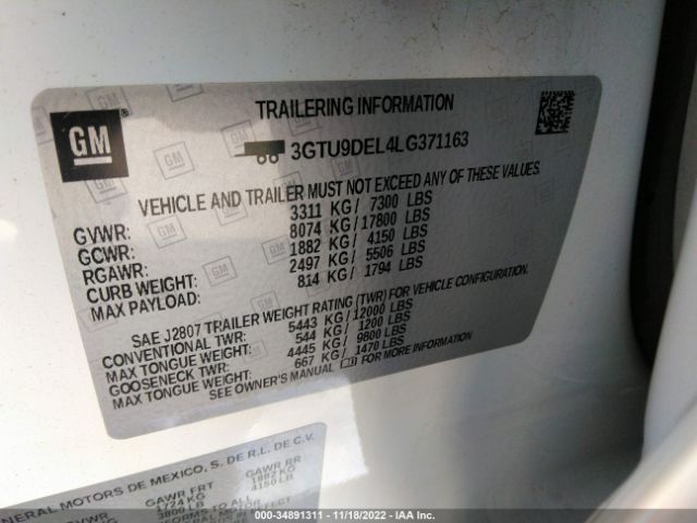 3GTU9DEL4LG371163 GMC Sierra 1500 4wd  Short Box Slt