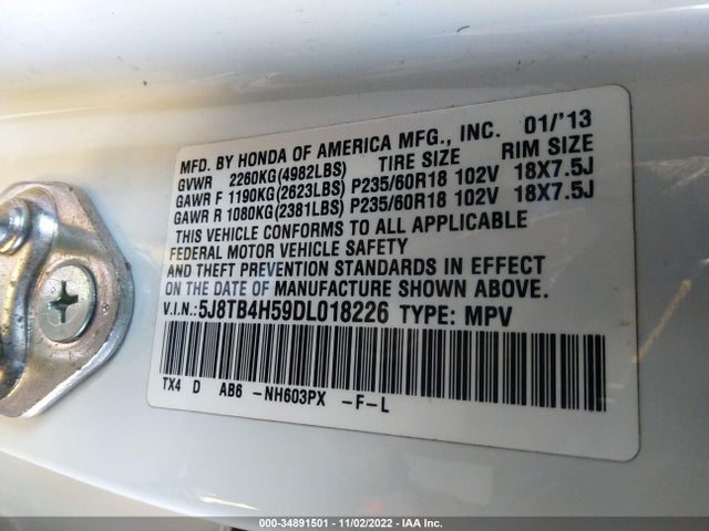 Acura RDX 2013 5J8TB4H59DL018226 Image 10