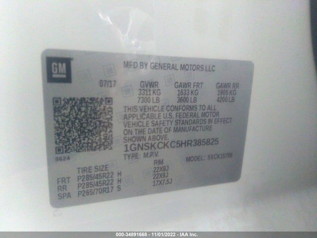 Chevrolet Tahoe Premier 2017 1GNSKCKC5HR385825 Image 9