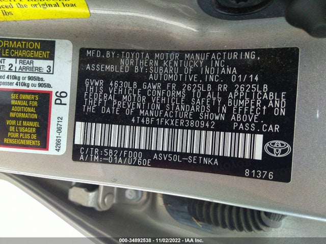 Toyota CAMRY LE 2014 4T4BF1FKXER380942 Image 26