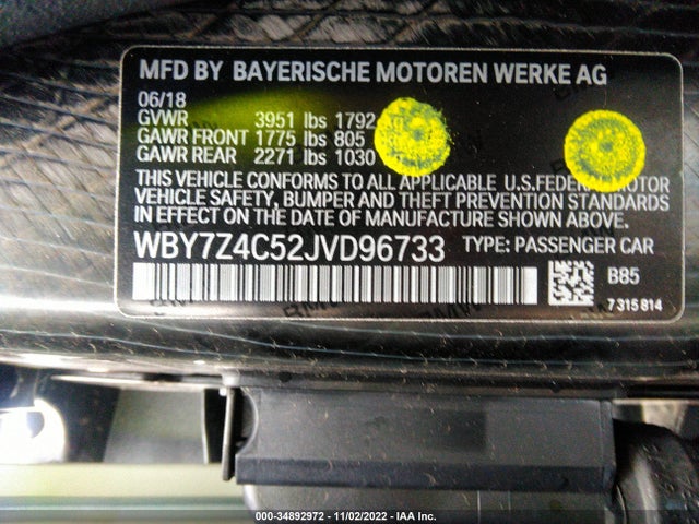 2018 BMW i3, VIN: WBY7Z4C52JVD96733