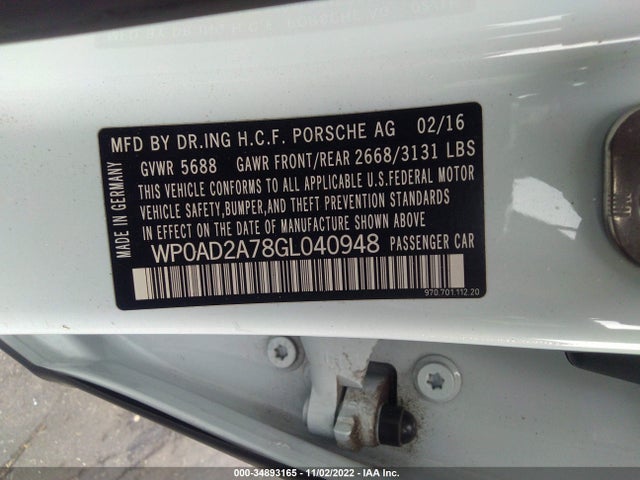 2016 Porsche Panamera, VIN: WP0AD2A78GL040948