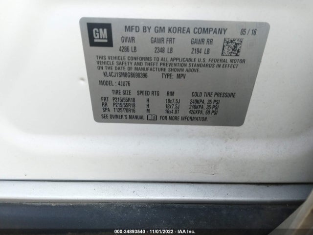 2016 Buick Encore, VIN: KL4CJ1SM8GB698396