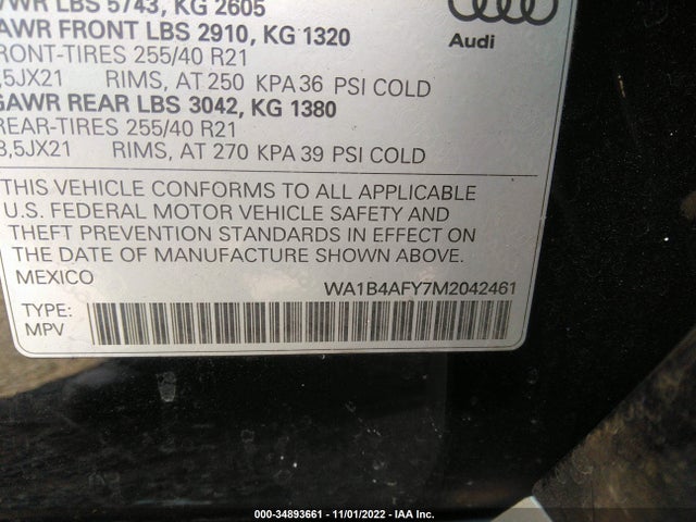 2021 Audi SQ5, VIN: WA1B4AFY7M2042461