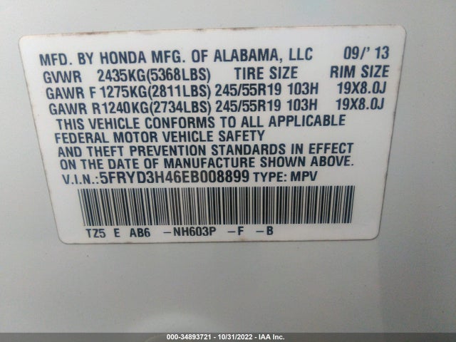 Acura Mdx Tech Pkg 2014 5FRYD3H46EB008899 Image 9