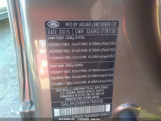 2015 Land Rover LR4, VIN: SALAK2V66FA766558