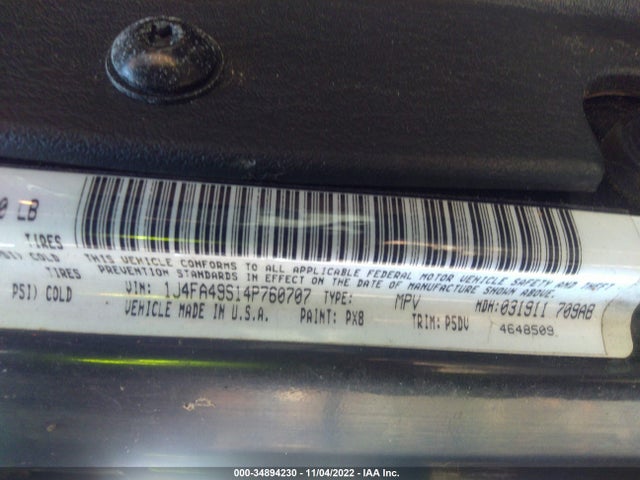 Jeep WRANGLER UNLIMITED 2004 1J4FA49S14P760707 Image 10