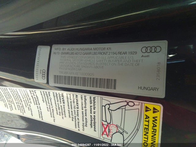 2014 Audi TT, VIN: TRUBFAFK4E1000905