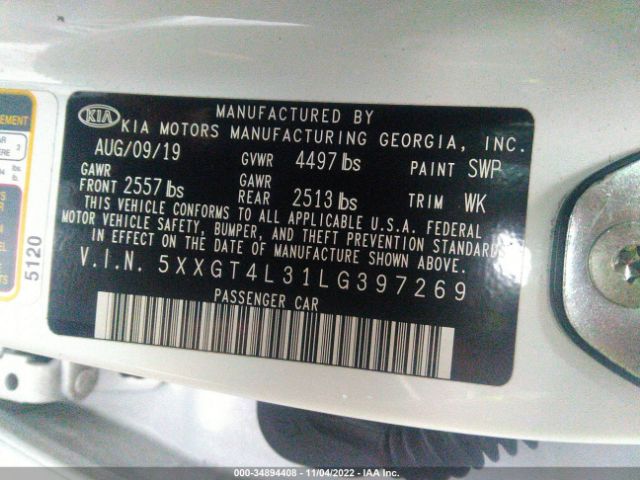 5XXGT4L31LG397269 KIA Optima Lx