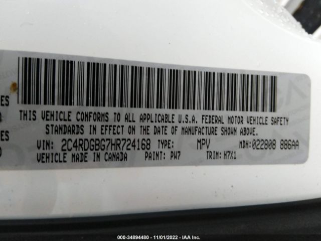 2C4RDGBG7HR724168 Dodge Grand Caravan Se