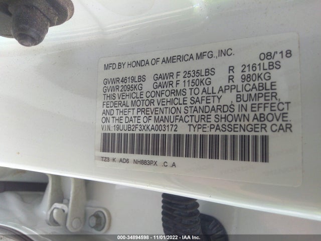 Acura TLX 2019 19UUB2F3XKA003172 Image 10