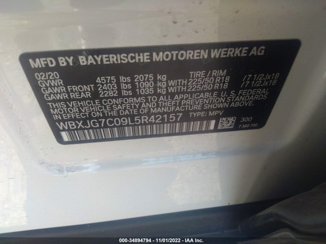 BMW X1 Sdrive28i 2020 аукцион фото