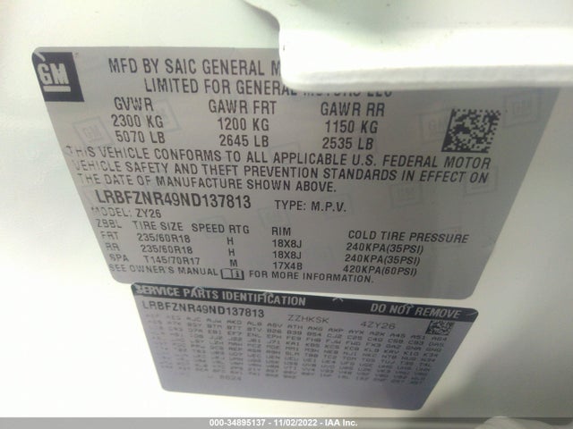 2022 Buick Envision, VIN: LRBFZNR49ND137813