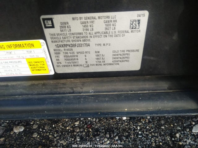 GMC ACADIA SLE 2015 1GKKRPKD8FJ331794 Image 9