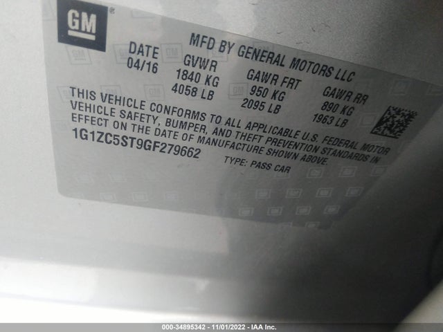 Chevrolet MALIBU LS 2016 1G1ZC5ST9GF279662 Image 9