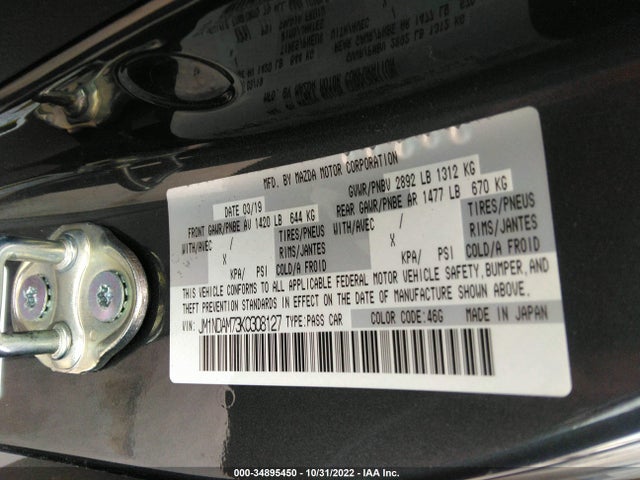 2019 Mazda MX-5 Miata, VIN: JM1NDAM73K0308127