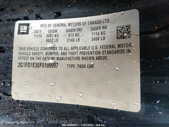 Chevrolet CAMARO LT 2015 2G1FD1E36F9168997 Image 9