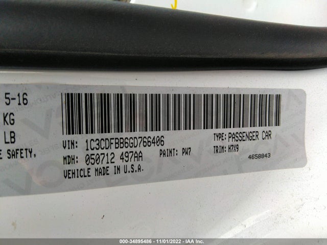 Dodge DART SXT 2016 1C3CDFBB6GD766406 Image 10