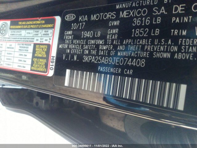 3KPA25AB9JE074408 KIA Rio 5-door Lx