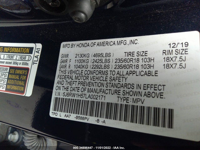 Honda CR-V EX 2020 5J6RW1H57LA002171 Image 9
