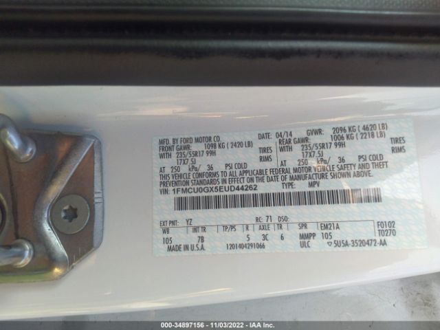 1FMCU0GX5EUD44262 Ford ESCAPE SE