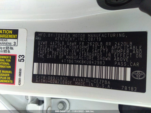 Toyota Camry 2019 4T1B61HK8KU842983 Image 23