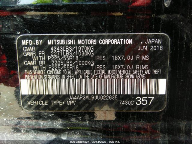 JA4AP3AU9JU022635 Mitsubishi Outlander Sport 2.0