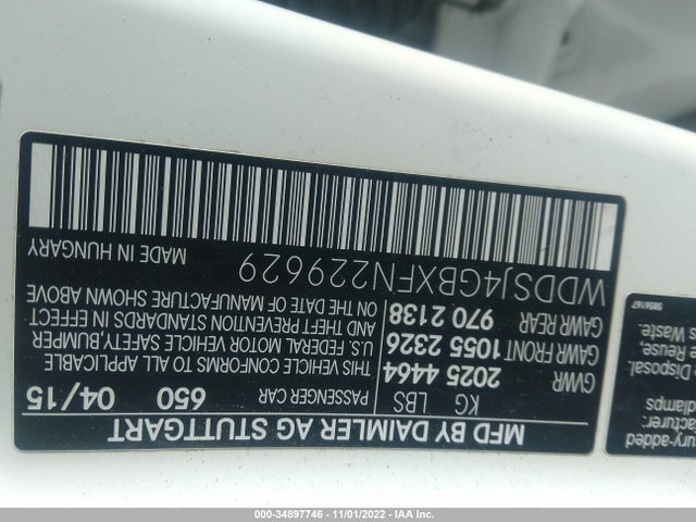 2015 Mercedes-Benz CLA-Class, VIN: WDDSJ4GBXFN229629