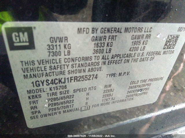 Cadillac Escalade Premium 2015 1GYS4CKJ1FR255274 Image 9