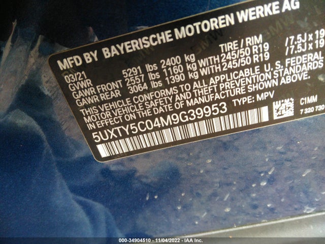 BMW X3 Xdrive30i 2021 аукцион фото