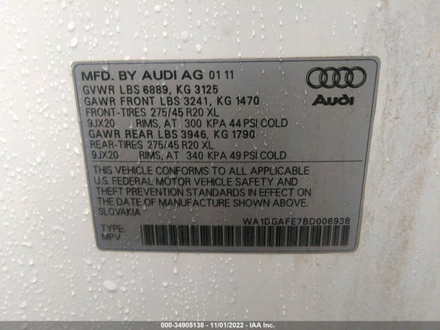 WA1DGAFE7BD006938 Audi Q7 3.0t S Line