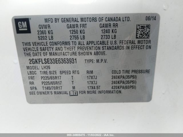 2GKFLSE33E6363931 GMC Terrain Slt