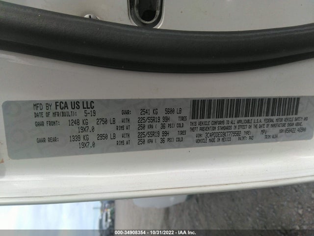 2019 Dodge Journey, VIN: 3C4PDDEG9KT779582