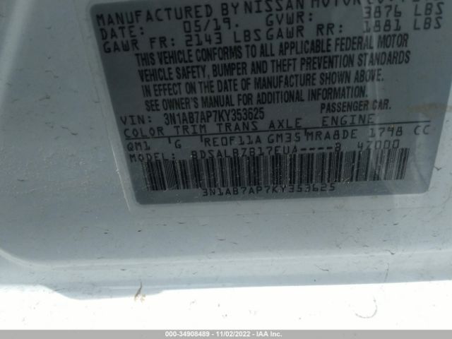 3N1AB7AP7KY353625 Nissan SENTRA S