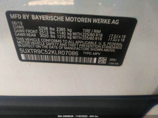 5UXTR9C52KLR07086 BMW X3 Xdrive30i
