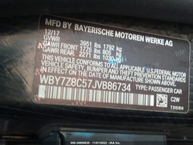 2018 BMW i3, VIN: WBY7Z8C57JVB86734