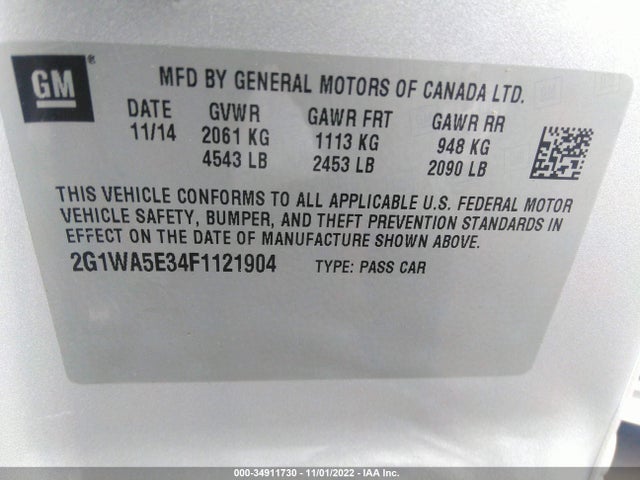 Chevrolet Impala Limited Ls 2015 2G1WA5E34F1121904 Image 9
