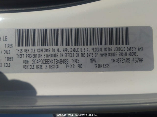 Dodge JOURNEY SE 2019 3C4PDCBBXKT848489 Image 9