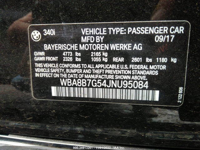 BMW 3 Series 2018 WBA8B7G54JNU95084 Image 10