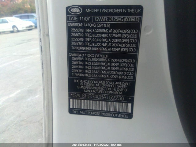 Land Rover RANGE ROVER SPORT 2008 SALSH23408A152239 Image 10
