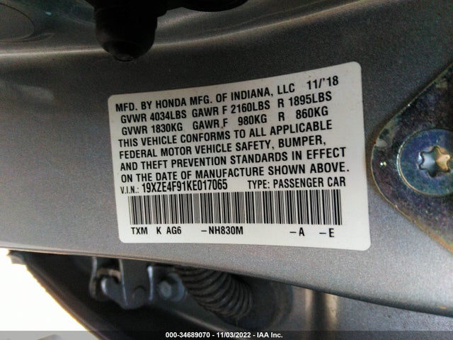 2019 Honda Insight, VIN: 19XZE4F91KE017065